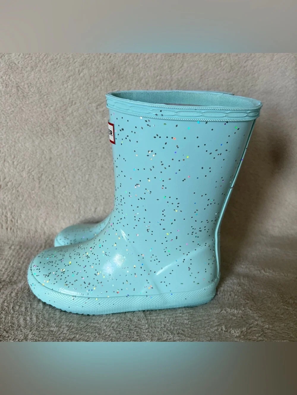 NWT Hunter Toddler Light Blue Speckle Rain Boot